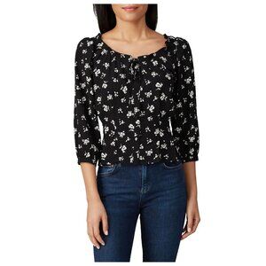 NWT Sweet Baby Jamie Black Floral Tie Top sz S